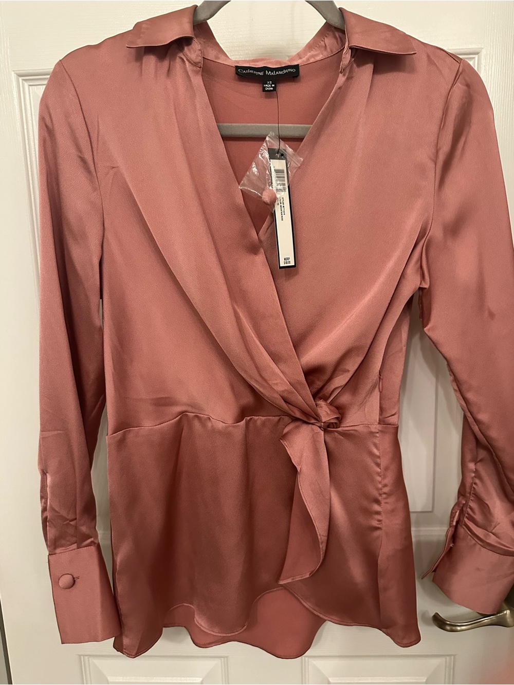 Catherine Malandrino Pink V-Neck Blouse NWT